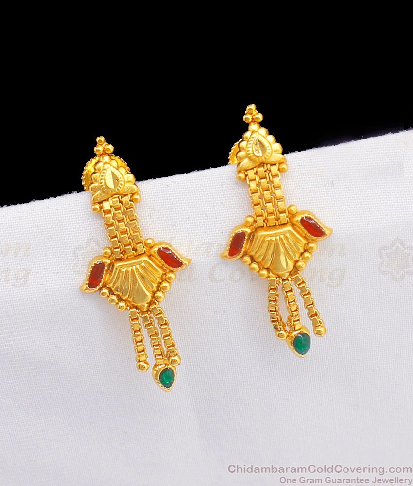 Peculiar Forming Dangler Gold Earrings For Party Wear ER2246