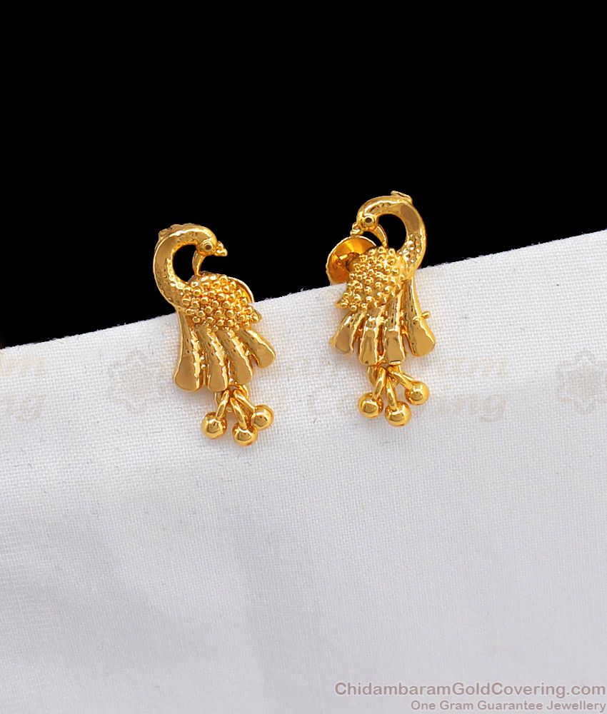 Gleaming Peacock Design One Gram Gold Stud Earrings ER2254