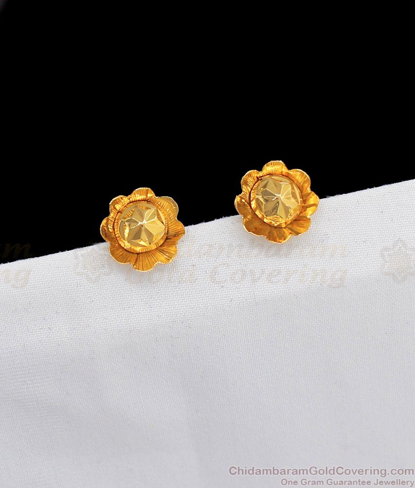 Simple Stud Type One Gram Gold Earrings For Daily Wear ER2256