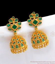 Astonishing Full Emerald Stone Gold Jimiki Kammal For Party Wear  ER2262