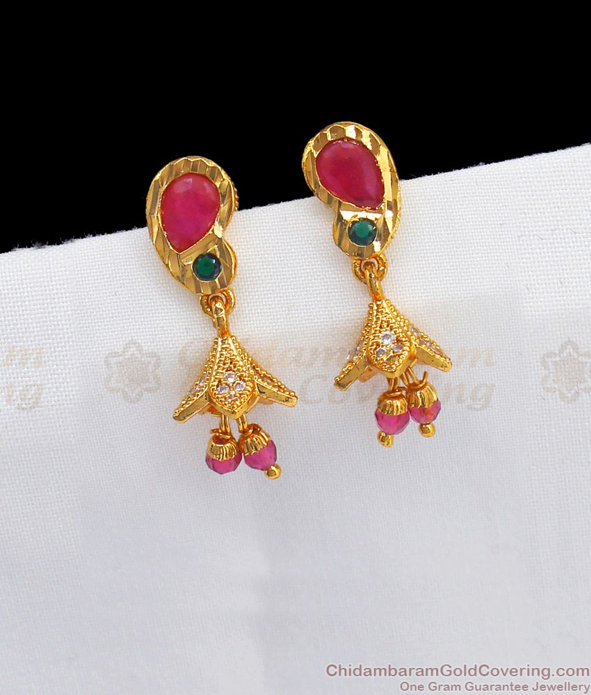 Colorful Multi Stone Gold Jimiki Earrings For Party Wear ER2272