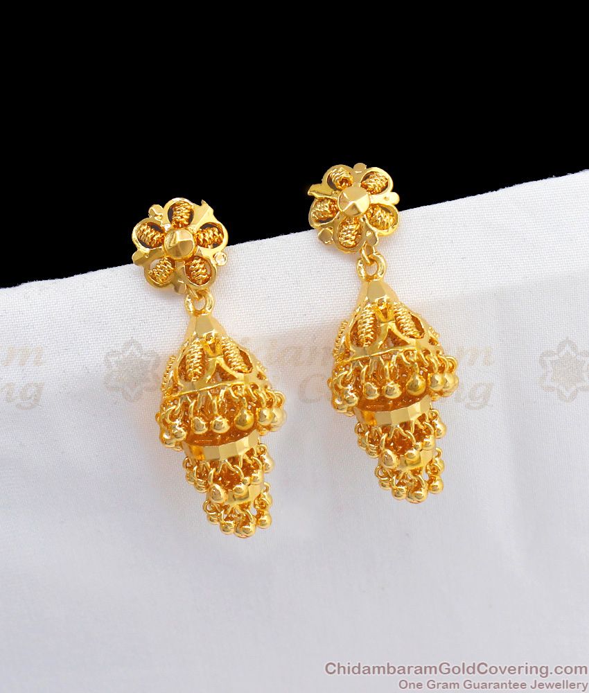 Traditional Triple Layer Jhimiki Gold Earrings ER2289