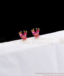 Beautiful Butterfly Ruby Stone Gold Earring Stud For Daily Wear ER2291 Beautiful Butterfly Ruby Stone Gold Earring Stud For Daily Wear ER2291