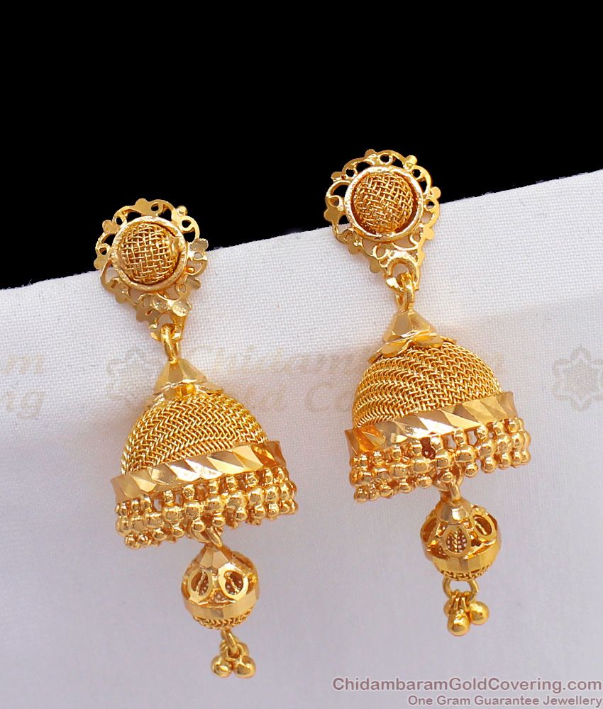 Double Layer Gold Jhumkas One Gram Gold Earrings For Party Wear ER2306