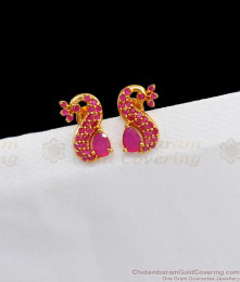 Stylish Ruby Stone Gold Stud Earrings For Teen Girls ER2311  Stylish Ruby Stone Gold Stud Earrings For Teen Girls ER2311