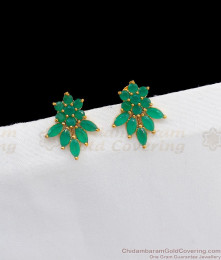 Elegant Emerald Stone Gold Stud Earrings For Girls ER2315 Elegant Emerald Stone Gold Stud Earrings For Girls ER2315