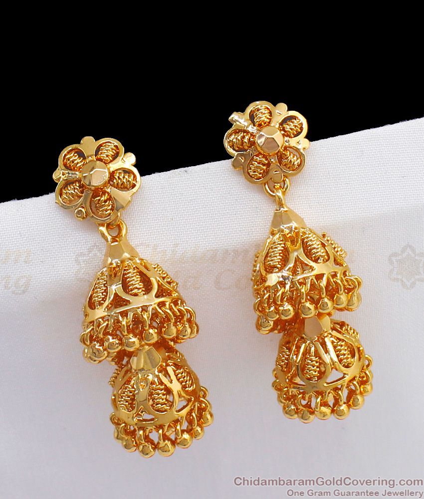  Double Layer Jhumkas Gold Earrings For Party Wear ER2322