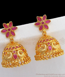 New Model Big Gold Jhumki Ruby Stone Earring ER2324