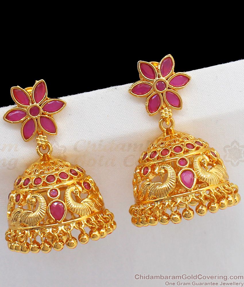 New Model Big Gold Jhumki Ruby Stone Earring ER2324