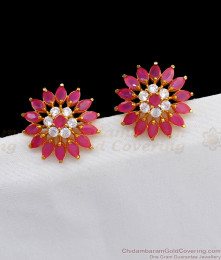 Fancy Flower Design Ruby White Stone Stud Earrings For Ladies ER2327 Fancy Flower Design Ruby White Stone Stud Earrings For Ladies ER2327