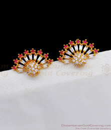 Trendy Ruby White Stone Gold Stud Earrings For Party Wear ER2332 Trendy Ruby White Stone Gold Stud Earrings For Party Wear ER2332