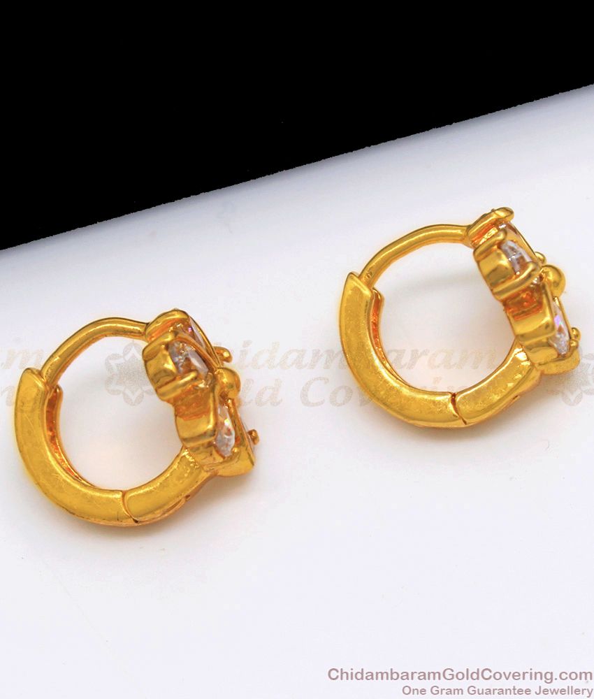 Exclusive Diamond Hoop Earrings Design One Gram Gold For Girls ER2348