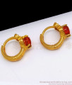 Red Pavala Stone Hoop Earrings Design One Gram Gold For Daily Use ER2350
