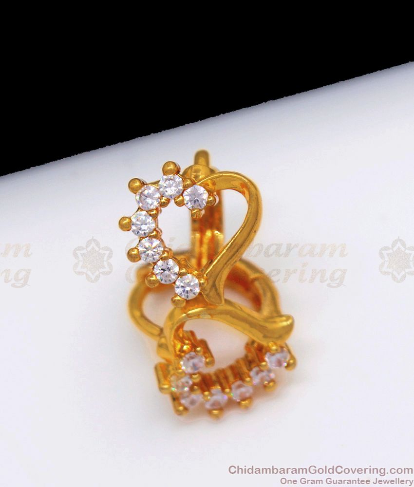 Trendy Diamond Hoop Earrings Design One Gram Gold For College Girls ER2352