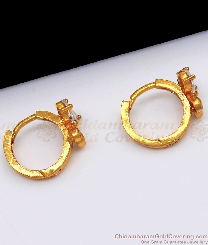 Diamond Hoop Butterfly Earrings Design One Gram Gold Collections ER2355