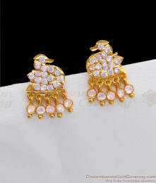 Impon Swan Pattern White Color Gati Stone Gold Studs ER2360 Impon Swan Pattern White Color Gati Stone Gold Studs ER2360
