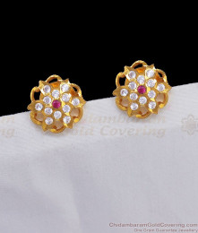 Beautiful Gati Stones Five Metal Impon Stud Flower Design ER2363
