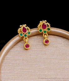 Fancy Design One Gram Gold Stud Earring Ruby Green Stone ER2381 Fancy Design One Gram Gold Stud Earring Ruby Green Stone ER2381