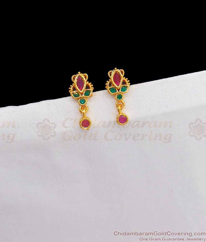 Small Size Multi Stone Gold Stud Earring Collections ER2382