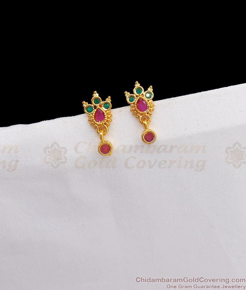 Cute Small Size Multi Stone Gold Stud Earring Collections ER2383 Cute Small Size Multi Stone Gold Stud Earring Collections ER2383