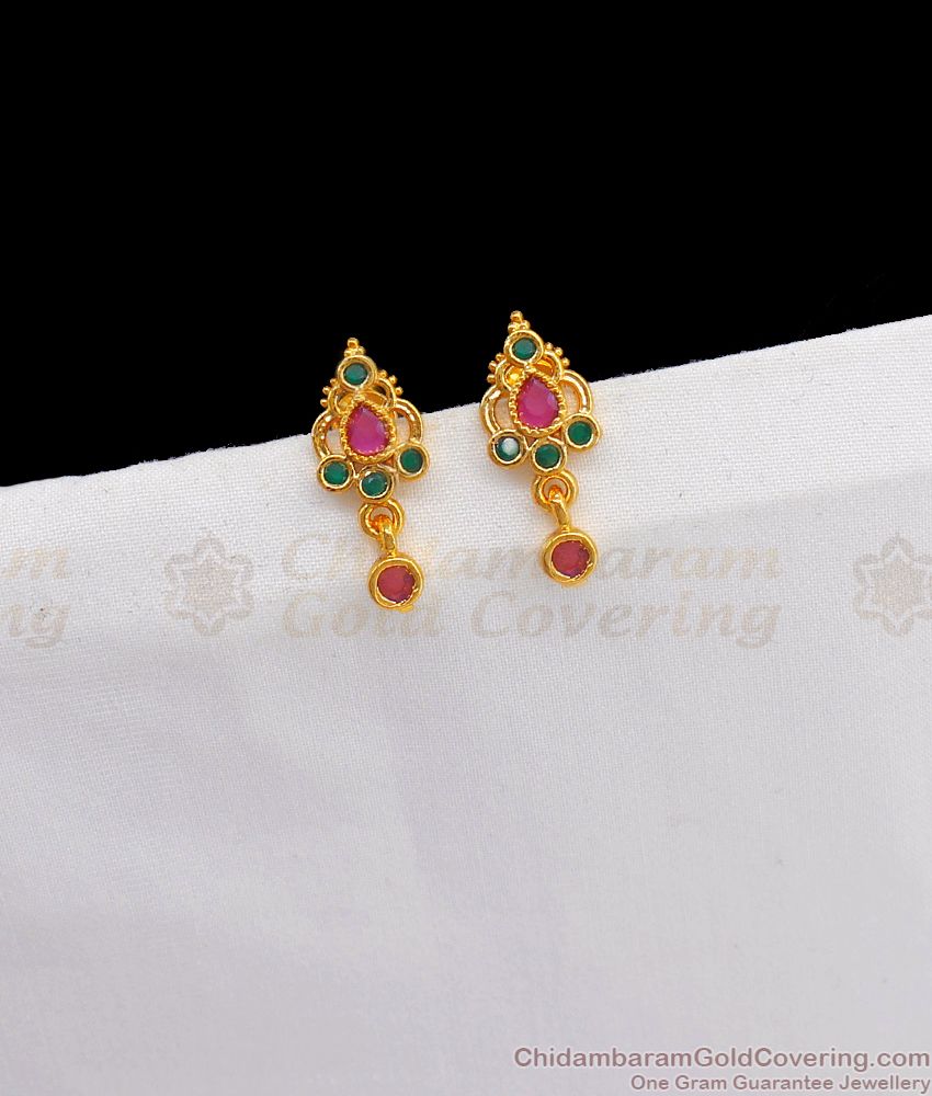 Simple Multi Stone Gold Stud Earring Collections ER2384