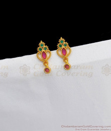 Daily Wear Small Multi Stone Gold Stud Earring Collections ER2385 Daily Wear Small Multi Stone Gold Stud Earring Collections ER2385