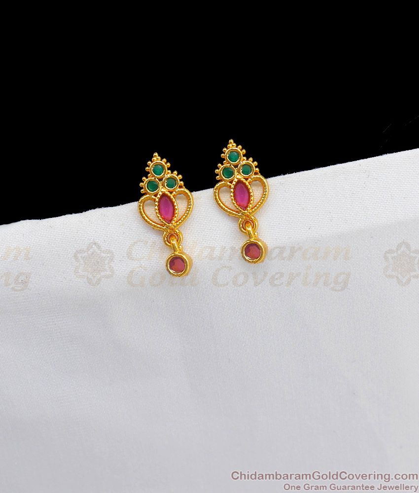 Daily Wear Small Multi Stone Gold Stud Earring Collections ER2385