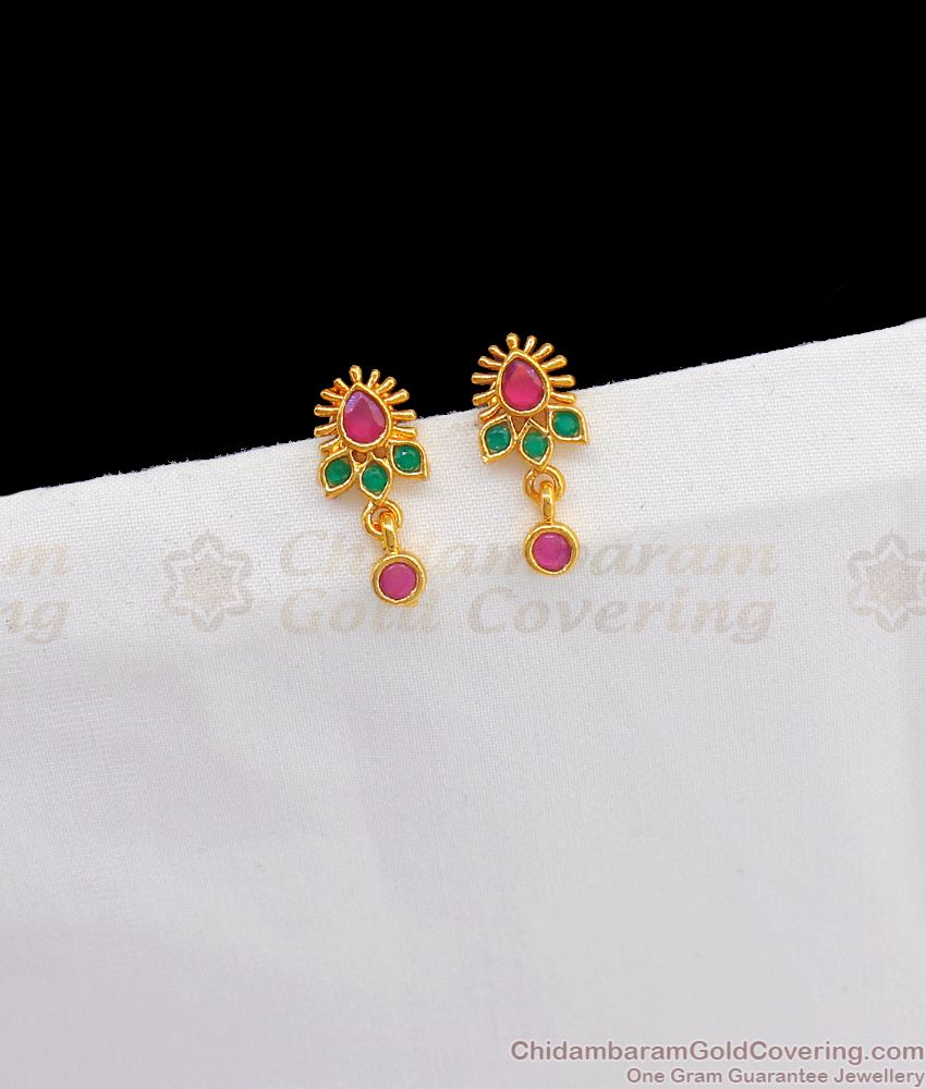 Elegant Small Size Multi Stone Gold Stud Earring Collections ER2386