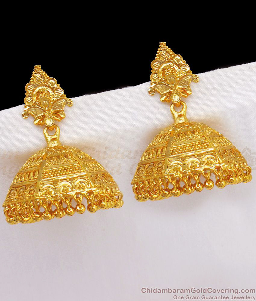 Big And Elegant Gold Jhimiki Forming Earrings For Bridal Wear ER2388