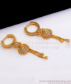 White Stone Gold Hoop Earrings Latest One Gram Gold Jhumkas ER2398