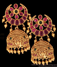 Premium Antique Chandbali Jhumki Finish Matte Gold Earrings ER2409 Premium Antique Chandbali Jhumki Finish Matte Gold Earrings ER2409