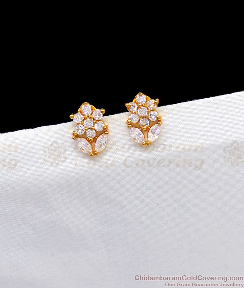 Cute AD Stone Sparkling Flower Design Gold Studs Online Shopping ER2416