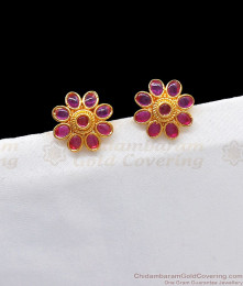 Premium Kemp Stone Gold Earring Design For Regular Use ER2418