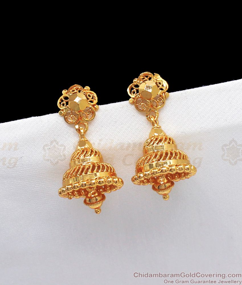 Conical Gold Jhumki Earrings For Daily Wear Collections ER2419