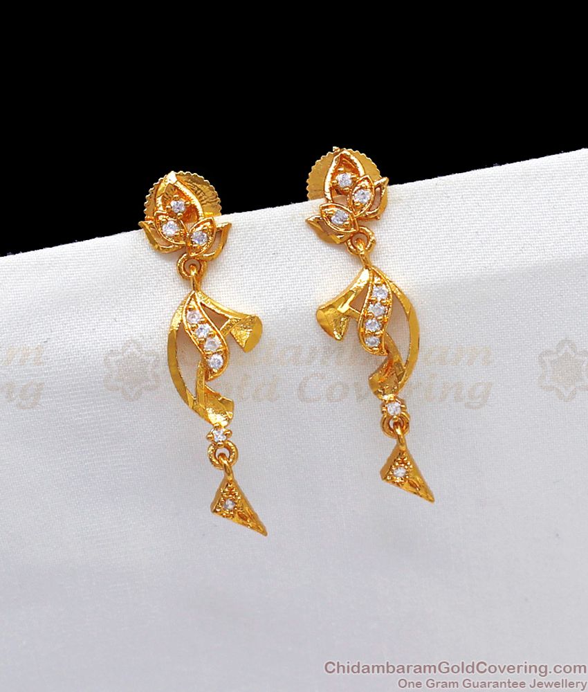 Attractive Flower Design Dangler Pin Type One Gram Gold Earrings ER2420