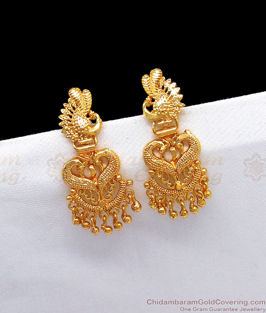 Buy New Model Gold Plated White Stone Hanging Earrings Online