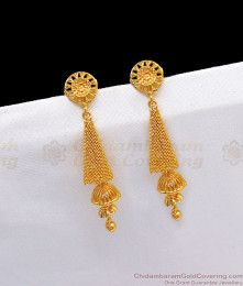 Trendy Conical Danglers Long Hanging One Gram Gold Earrings ER2426