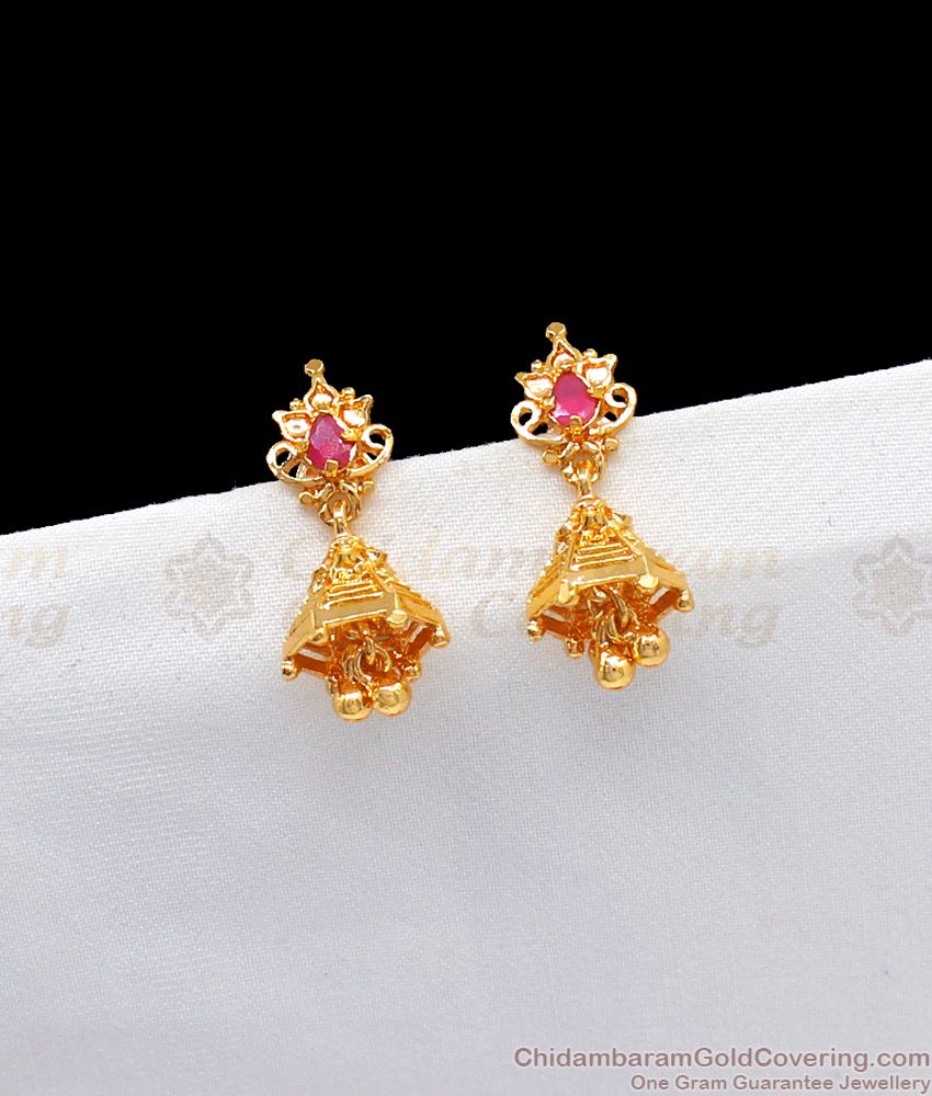Small Simple One Gram Gold Jhumki for Daily Use Shop Online ER2428