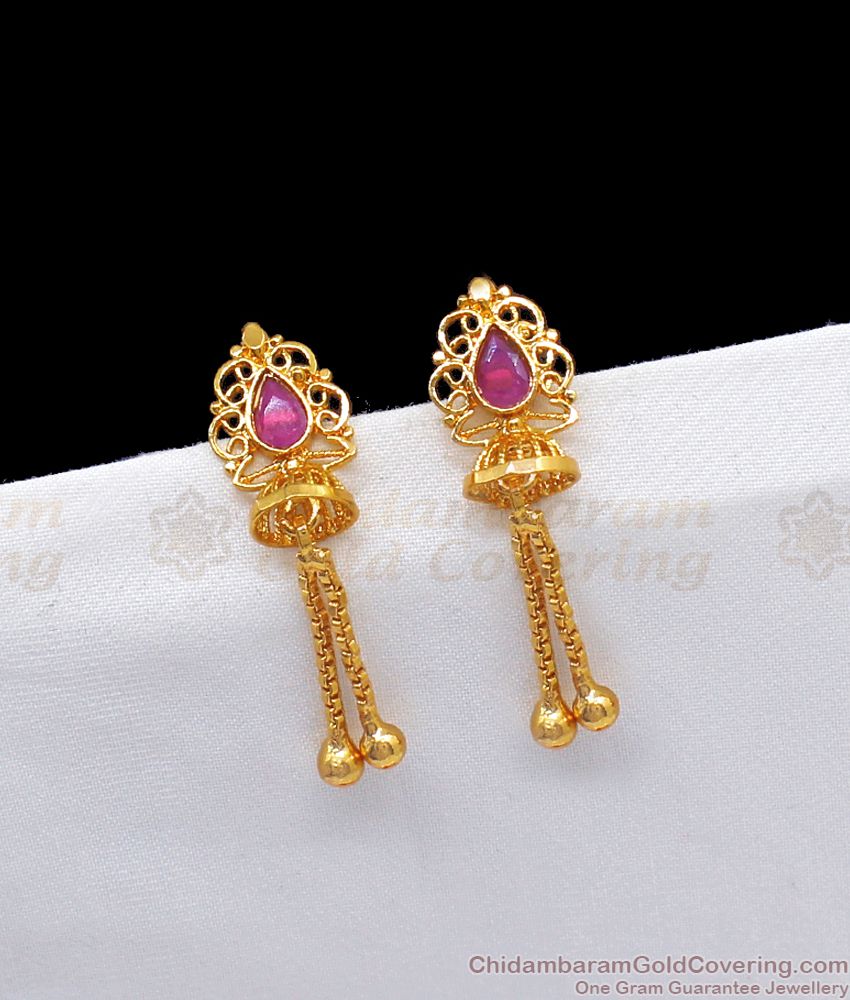 Gold Jhumka Type Danglers With AD Stone Jewelry Collection ER2436