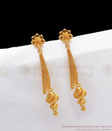 Trendy Conical Danglers Long Hanging One Gram Gold Earrings For Ladies ER2439