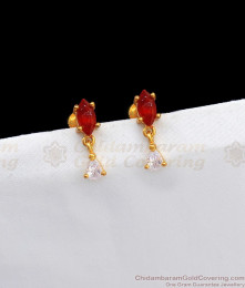 Attractive Red And White Stone Gold Earring Collection ER2448 Attractive Red And White Stone Gold Earring Collection ER2448