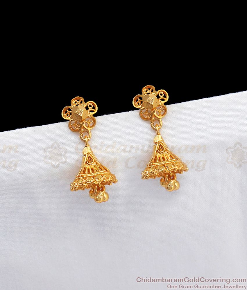 Daily Wear One Gram Gold Small Jhumkas Collections Online ER2452
