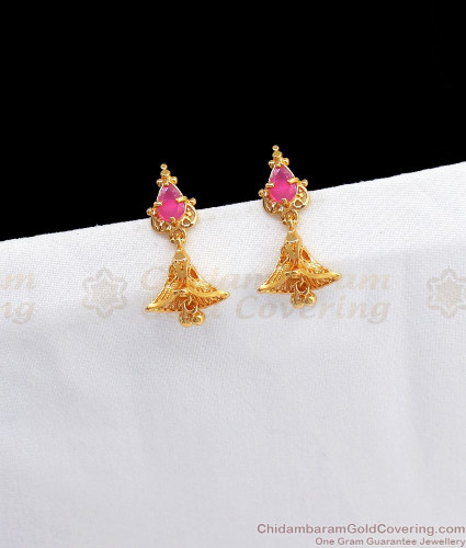 Blue Stones With PearlsSingle Lined DesignJumka Earrings TempleDance Set  By Online