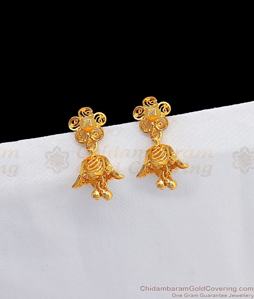 Trendy Real Gold Tone Daily Wear Jhumka Collections Online ER2460
