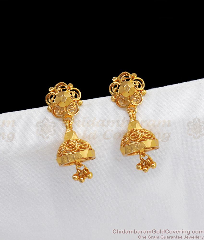 Unique Real Gold Tone Daily Wear Jhumka Collections Online ER2465