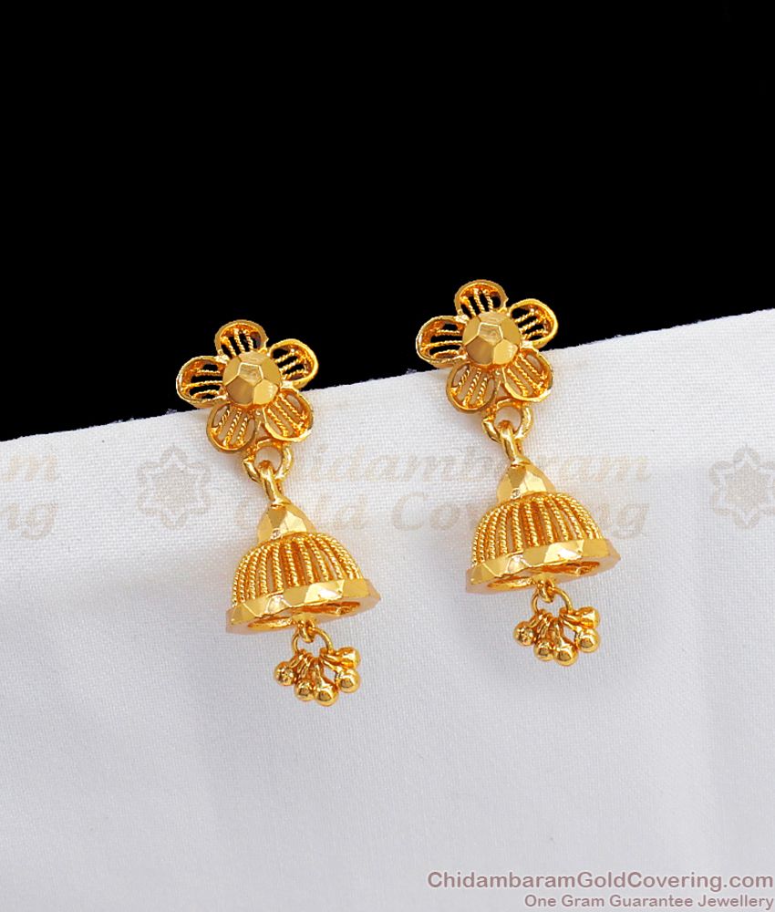 Flower Stud Gold Tone Daily Wear Jhumka Collections Online ER2466