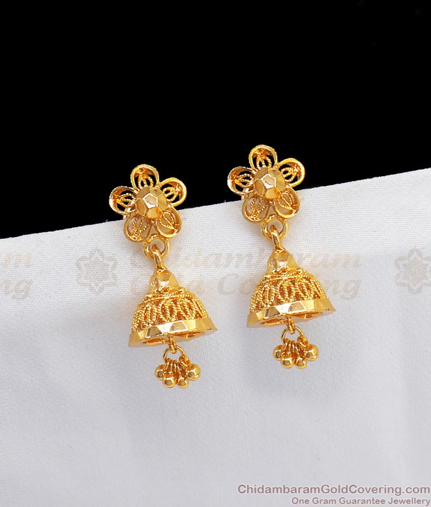 Flower Stud Gold Tone Daily Wear Jhumka Collections Online ER2467