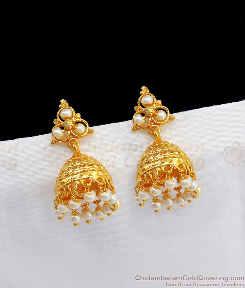 Gold Tone Jhumki Pearl Earrings For Girls Online Earring Collections ER2473