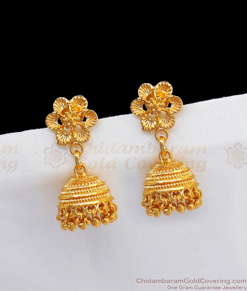 Plain Jhumki Gold Covering Earrings South Indian Jewellery Online ER2483