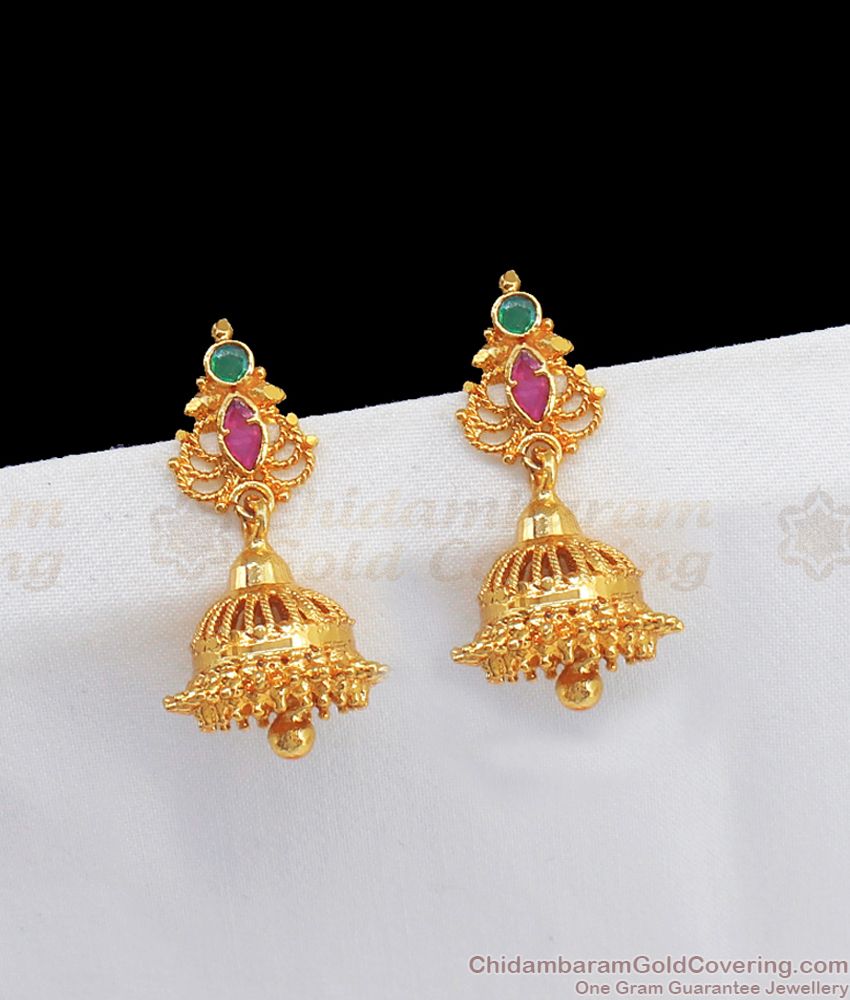 Jhumki Earrings Gold Plated Jewellery Gopura Jhumka Collections Online ER2477